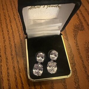 Sparkling White Crystal Drop Earrings by